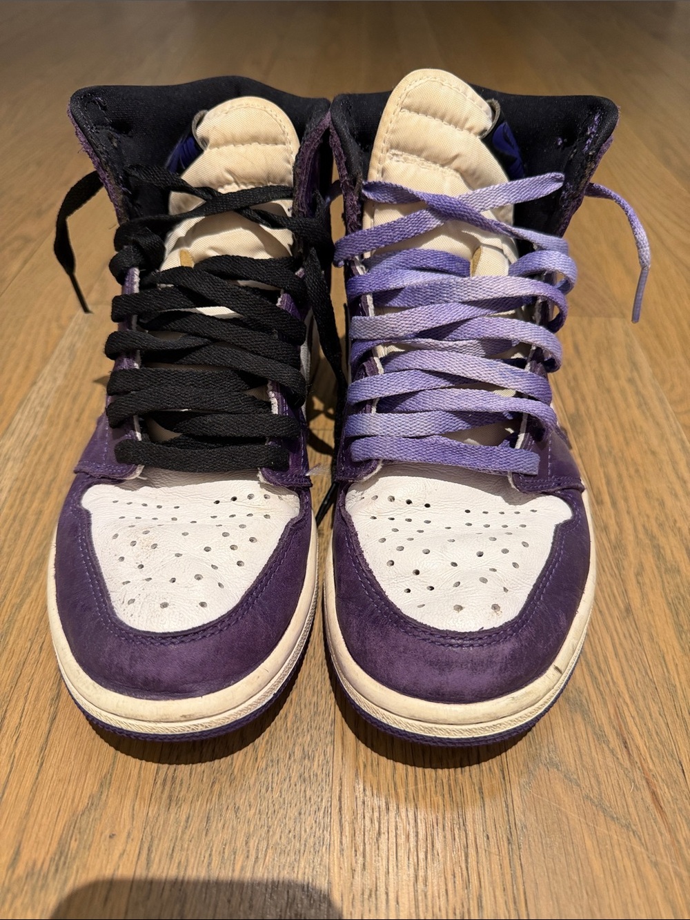 Nike Women's Purple and White High-Top Sneakers